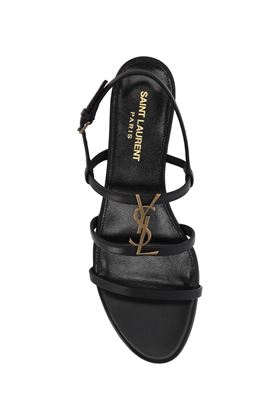 Sandali in pelle marrone con placca con logo Saint Laurent | 652758BDATT1000